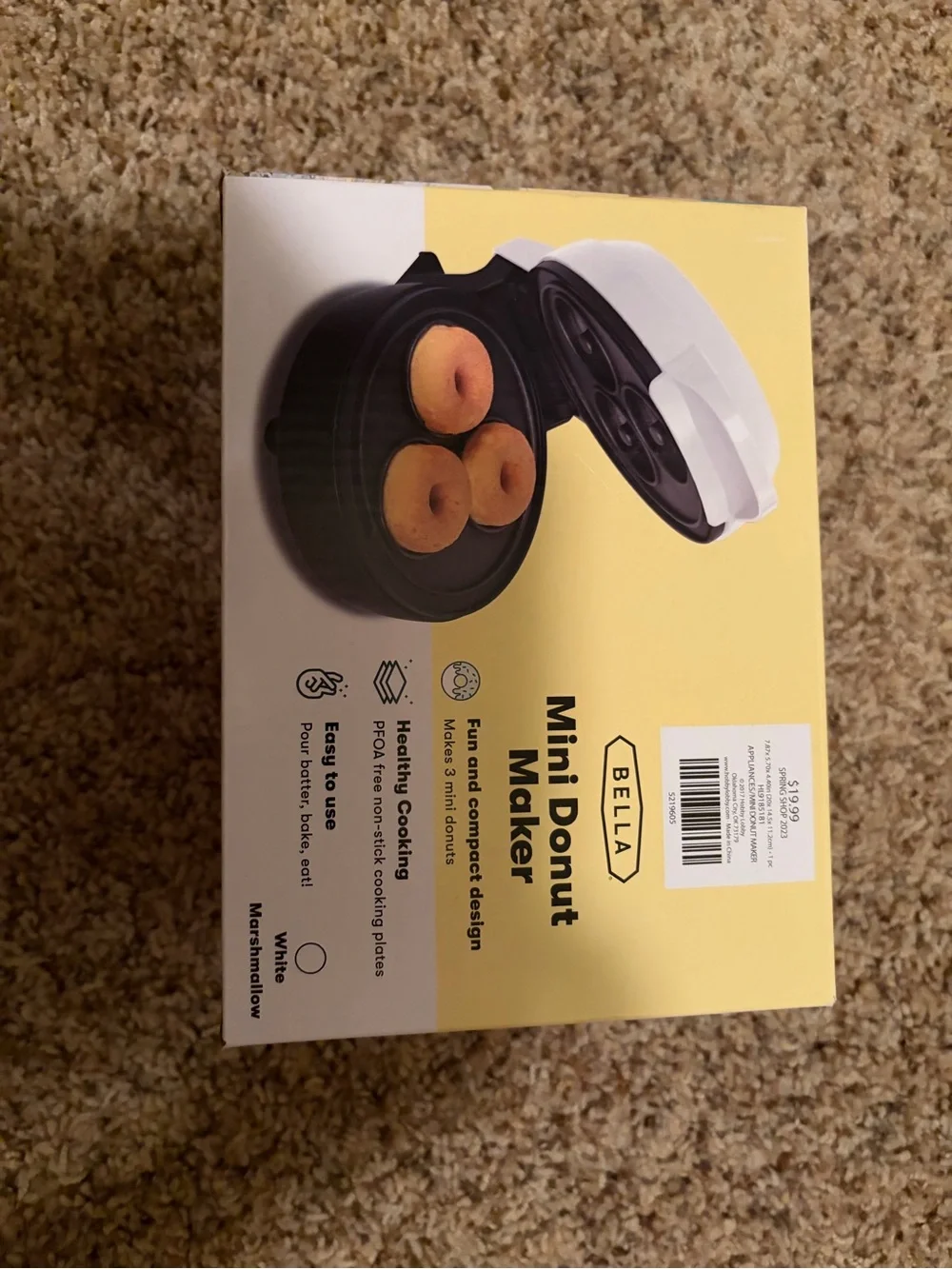 Bella Mini Donut Maker - White with Black Interior